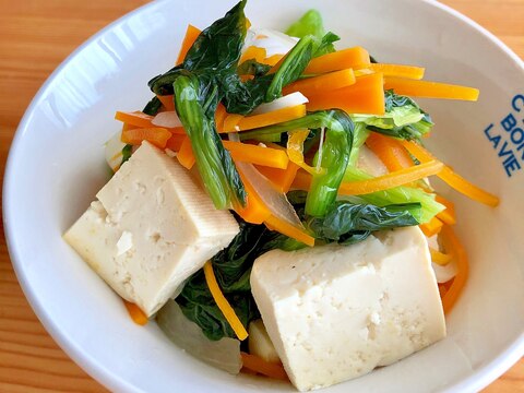 白だしで簡単に☆豆腐と小松菜の煮浸し